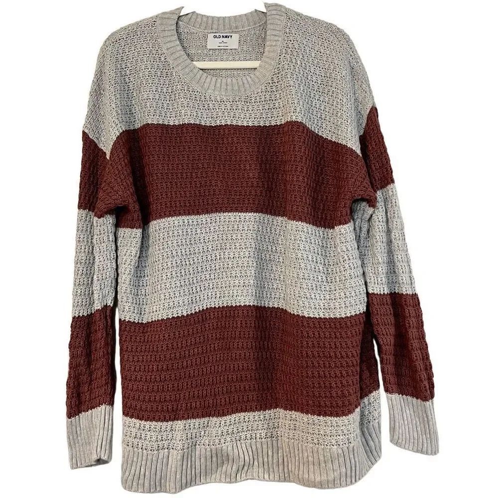 Old Navy Stitchy Pink Stripe Sweater Tunic XL
